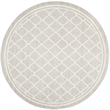 Pemberly Row Polypropylene Light Grey Indoor Outdoor Rug - Round 5'