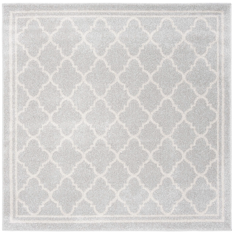 Pemberly Row Polypropylene Light Grey Indoor Outdoor Rug - Square 5'