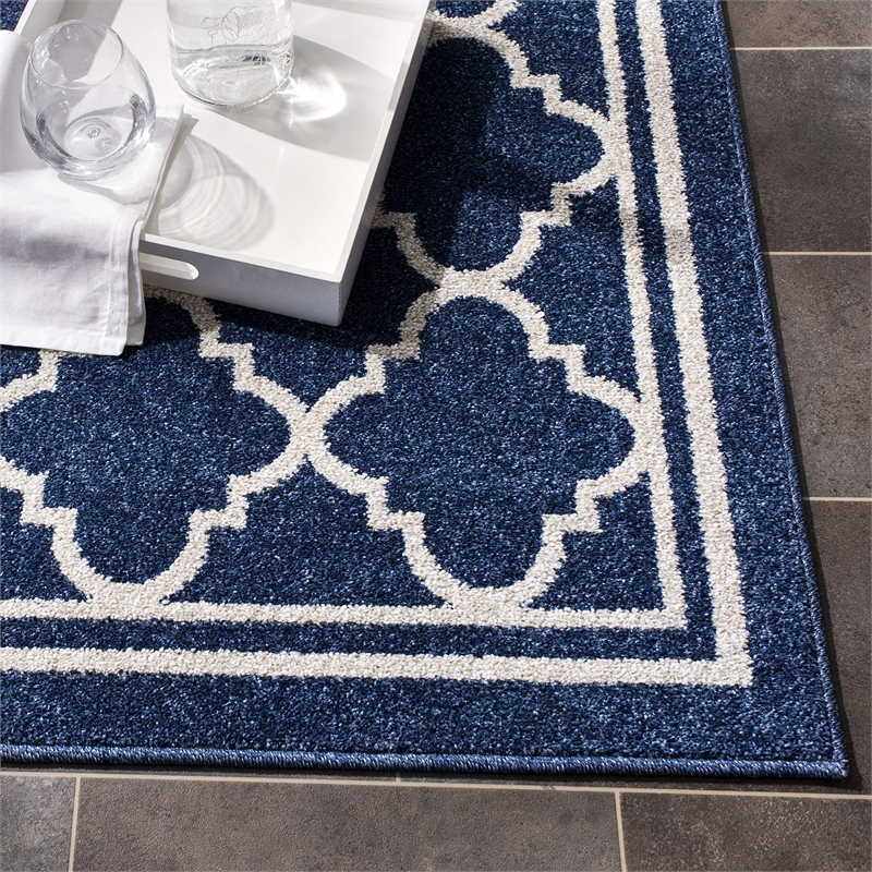 Pemberly Row Polypropylene Navy Indoor Outdoor Rug - 9' x 12'
