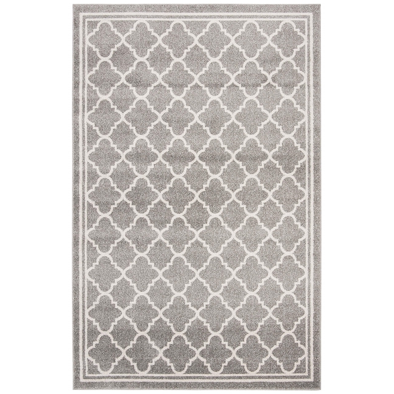 Pemberly Row Polypropylene Dark Grey Indoor Outdoor Rug - 5' x 8'