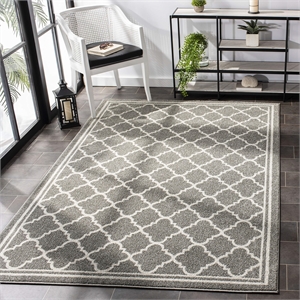 Pemberly Row Polypropylene Dark Grey Indoor Outdoor Rug - 6' x 9'