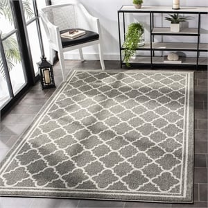 Pemberly Row Polypropylene Dark Grey Indoor Outdoor Rug - 8' x 10'
