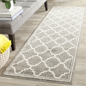 Pemberly Row Polypropylene Dark Grey Indoor Outdoor Rug - Runner 2'3&quot x 7'