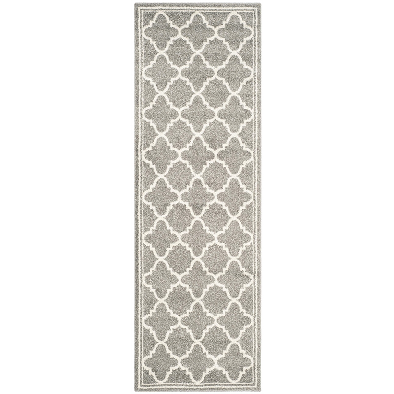Pemberly Row Polypropylene Dark Grey Indoor Outdoor Rug - Runner 2'3