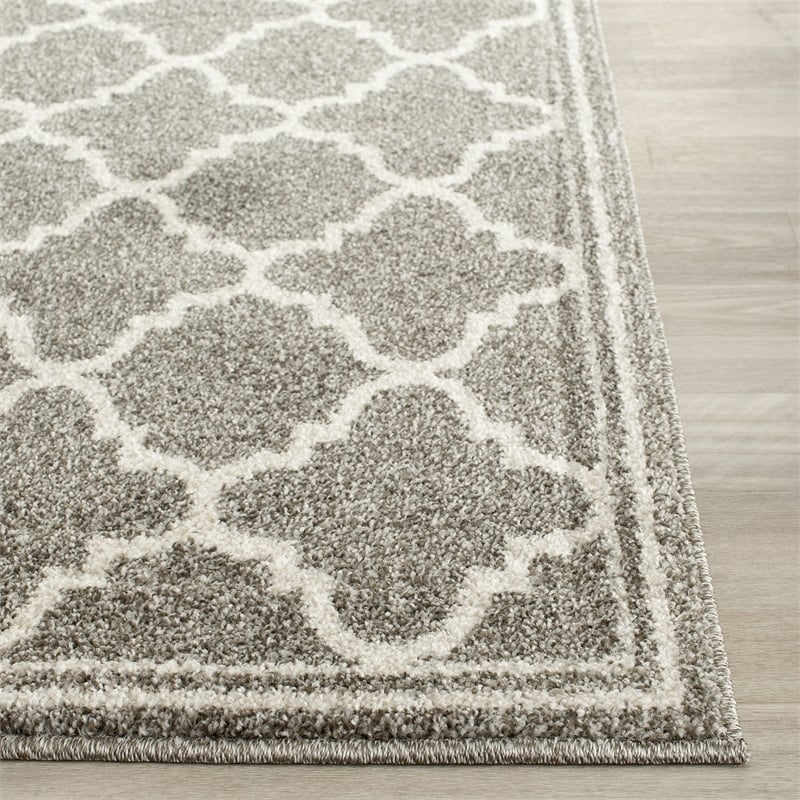 Pemberly Row Polypropylene Dark Grey Indoor Outdoor Rug - Runner 2'3
