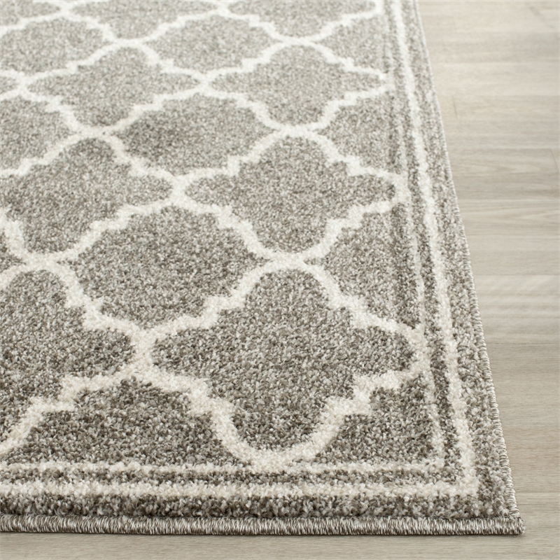 Pemberly Row Polypropylene Dark Grey Indoor Outdoor Rug - Runner 2'3