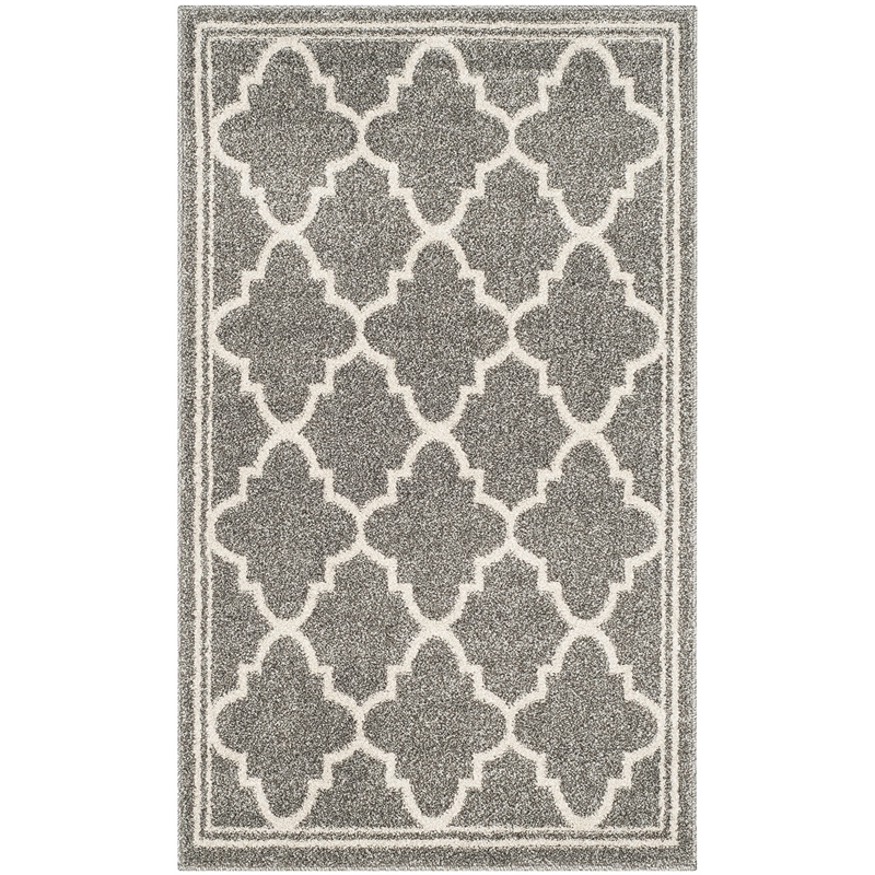 Pemberly Row Polypropylene Dark Grey Indoor Outdoor Rug - Runner 2'6