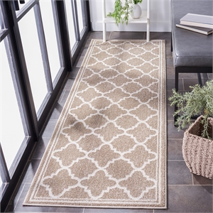 Pemberly Row Polypropylene Wheat Indoor Outdoor Rug - Runner 2'3&quot x 7'