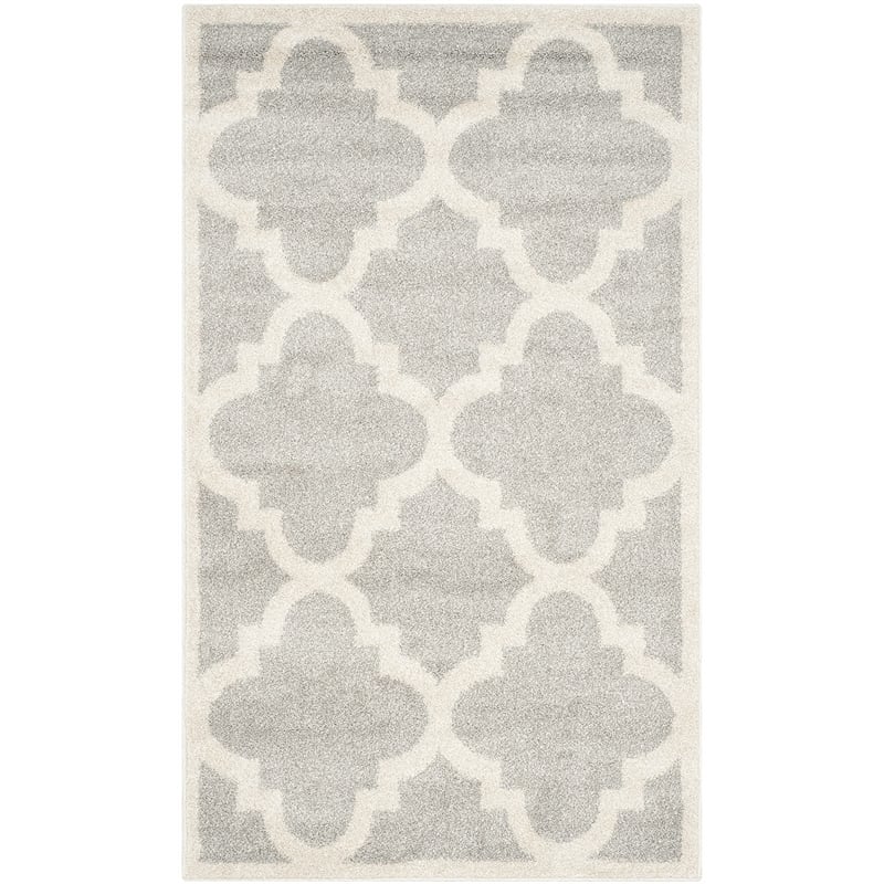 Pemberly Row Polypropylene Light Grey Indoor Outdoor Rug - 3' x 5'
