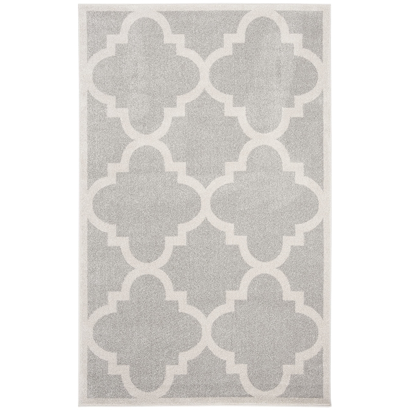 Pemberly Row Polypropylene Light Grey Indoor Outdoor Rug - 5' x 8'