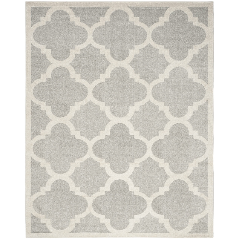 Pemberly Row Polypropylene Light Grey Indoor Outdoor Rug - 9' x 12'