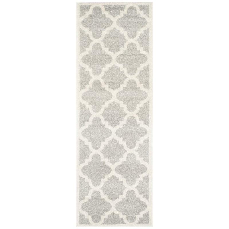 Pemberly Row Polypropylene Light Grey Indoor Outdoor Rug - Runner 2'3