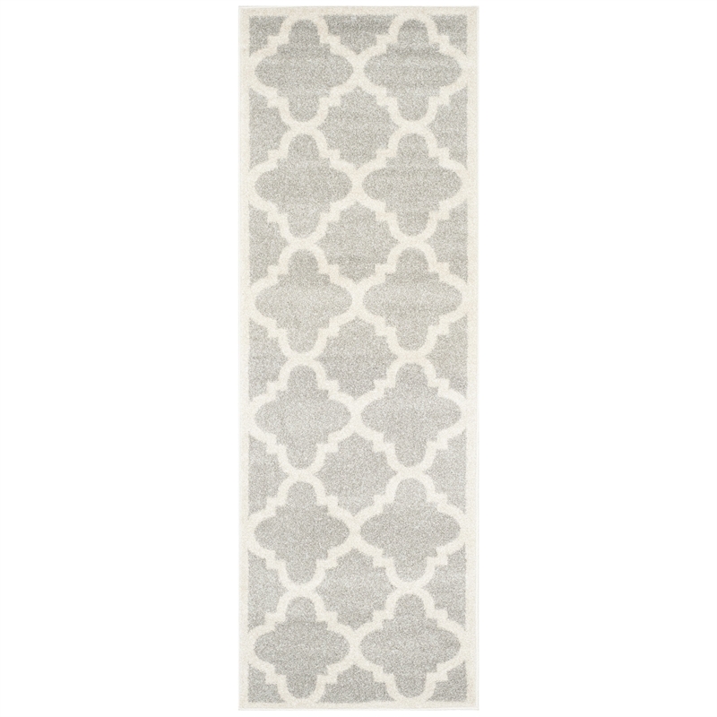 Pemberly Row Polypropylene Light Grey Indoor Outdoor Rug - Runner 2'3