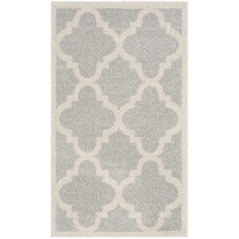 Pemberly Row Polypropylene Light Grey Indoor Outdoor Rug - Runner 2'6