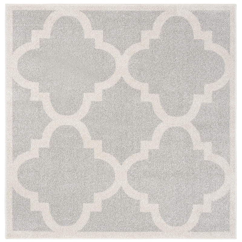 Pemberly Row Polypropylene Light Grey Indoor Outdoor Rug - Square 5'