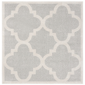 Pemberly Row Polypropylene Light Grey Indoor Outdoor Rug - Square 5'