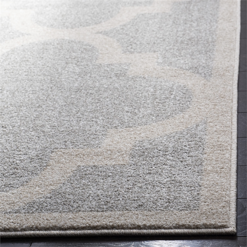 Pemberly Row Polypropylene Light Grey Indoor Outdoor Rug - Square 7'