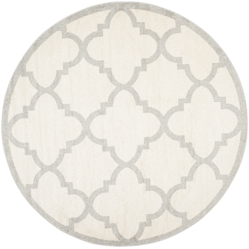 Pemberly Row Polypropylene Beige Indoor Outdoor Rug - Round 5'