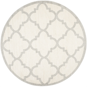 Pemberly Row Polypropylene Beige Indoor Outdoor Rug - Round 5'