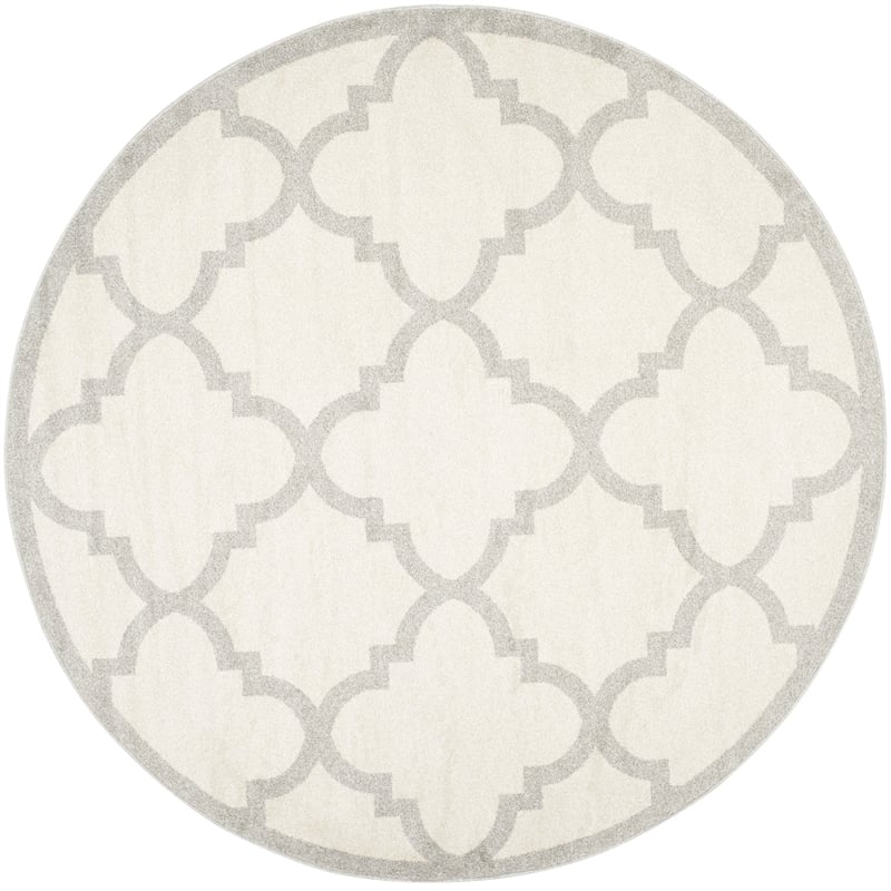 Pemberly Row Polypropylene Beige Indoor Outdoor Rug - Round 5'