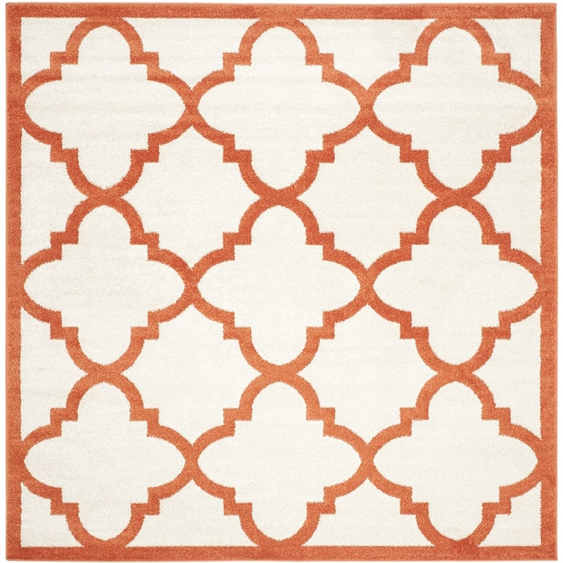 Pemberly Row Polypropylene Beige Indoor Outdoor Rug - Square 7'