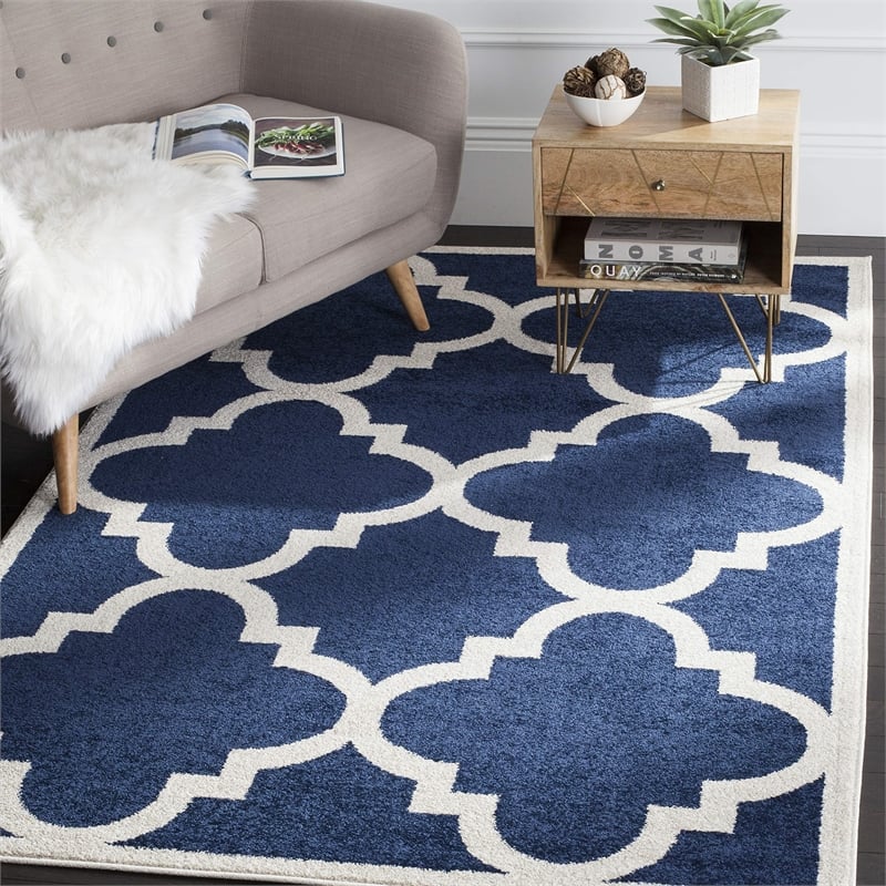 Pemberly Row Polypropylene Navy Indoor Outdoor Rug - 6' x 9'