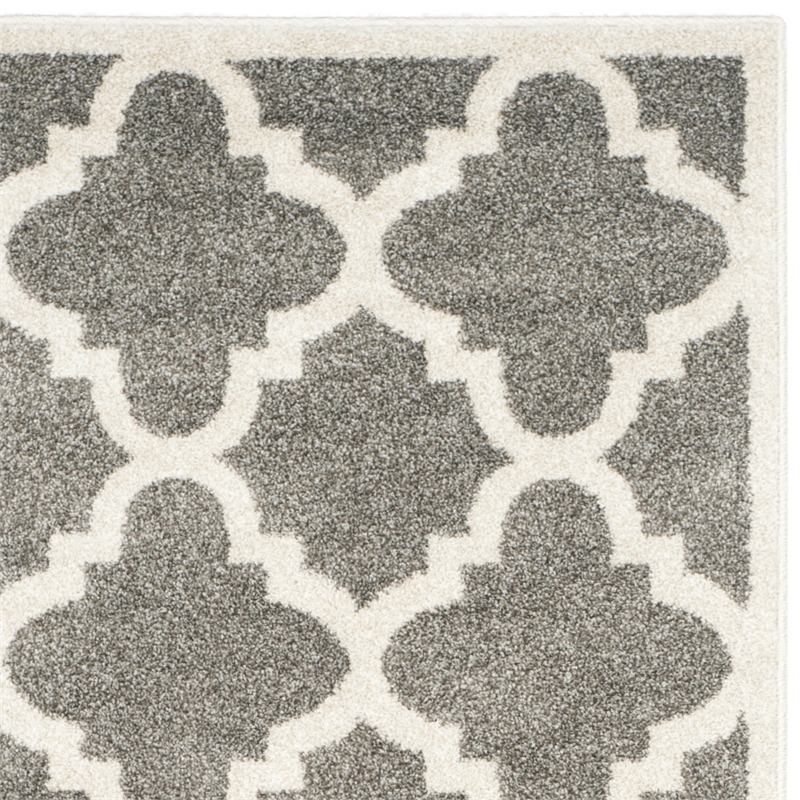 Pemberly Row Polypropylene Dark Grey Indoor Outdoor Rug - Runner 2'3