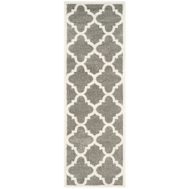 Pemberly Row Polypropylene Dark Grey Indoor Outdoor Rug - Runner 2'3