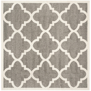 Pemberly Row Polypropylene Dark Grey Indoor Outdoor Rug - Square 7'