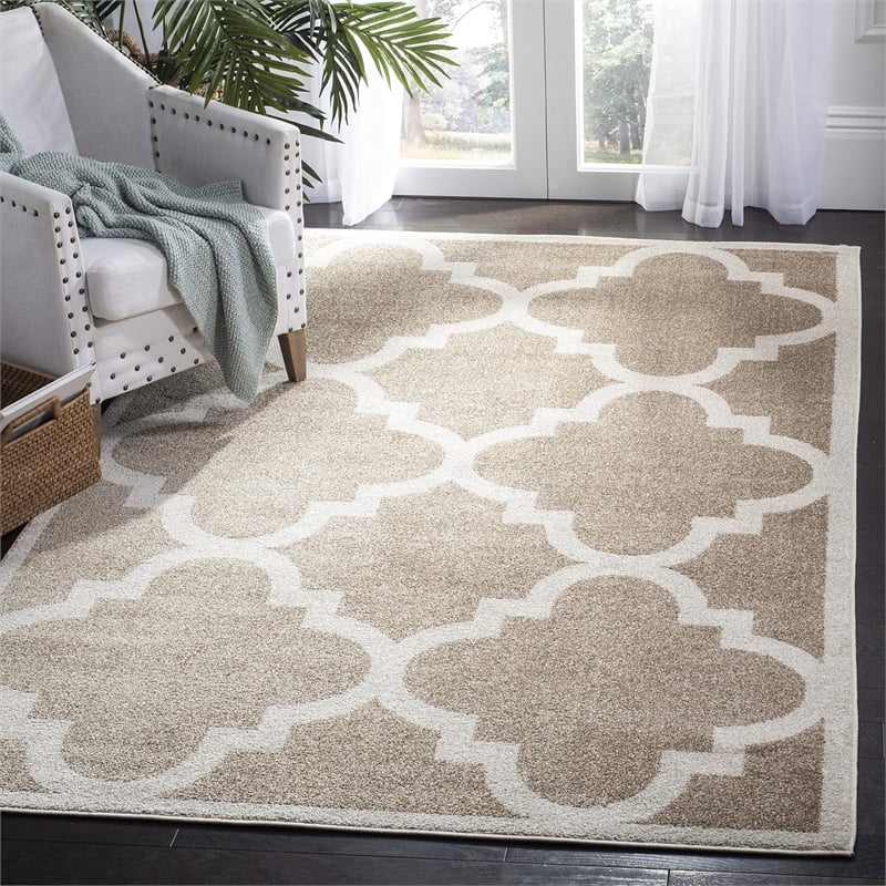 Pemberly Row Polypropylene Wheat Indoor Outdoor Rug - 5' x 8'