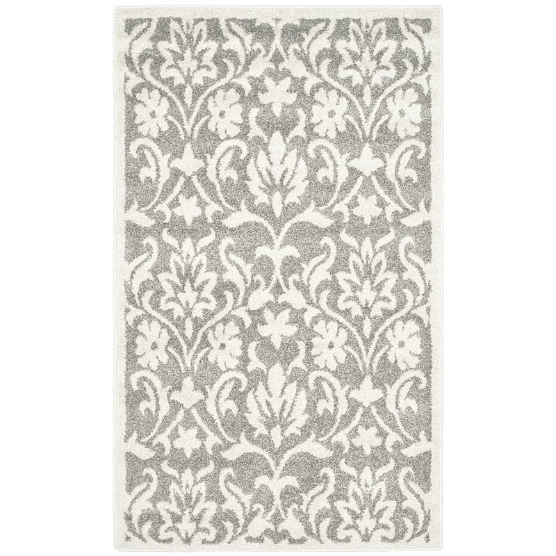 Pemberly Row Polypropylene Dark Grey Indoor Outdoor Rug - 3' x 5'
