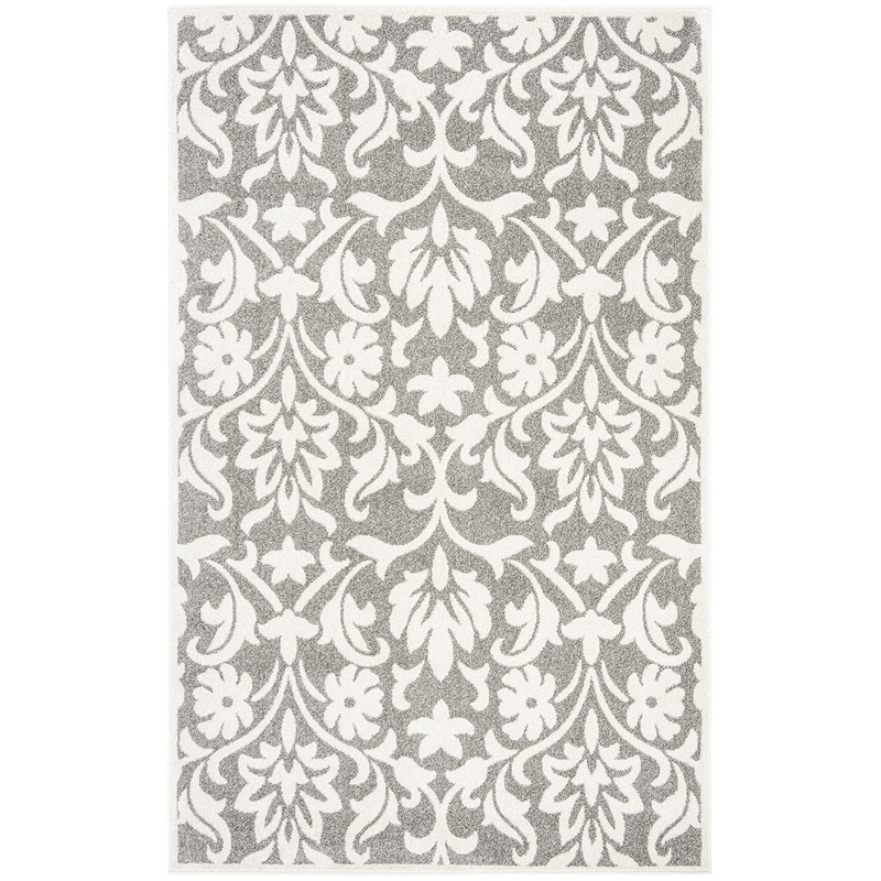 Pemberly Row Polypropylene Dark Grey Indoor Outdoor Rug - 5' x 8'
