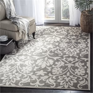 Pemberly Row Polypropylene Dark Grey Indoor Outdoor Rug - 6' x 9'
