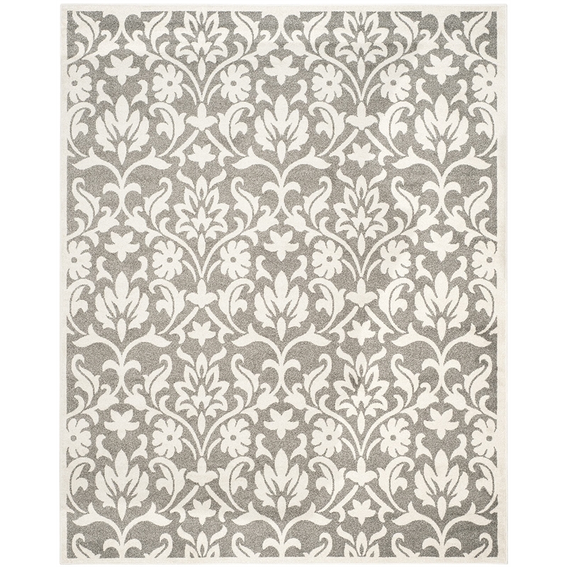 Pemberly Row Polypropylene Dark Grey Indoor Outdoor Rug - 8' x 10'