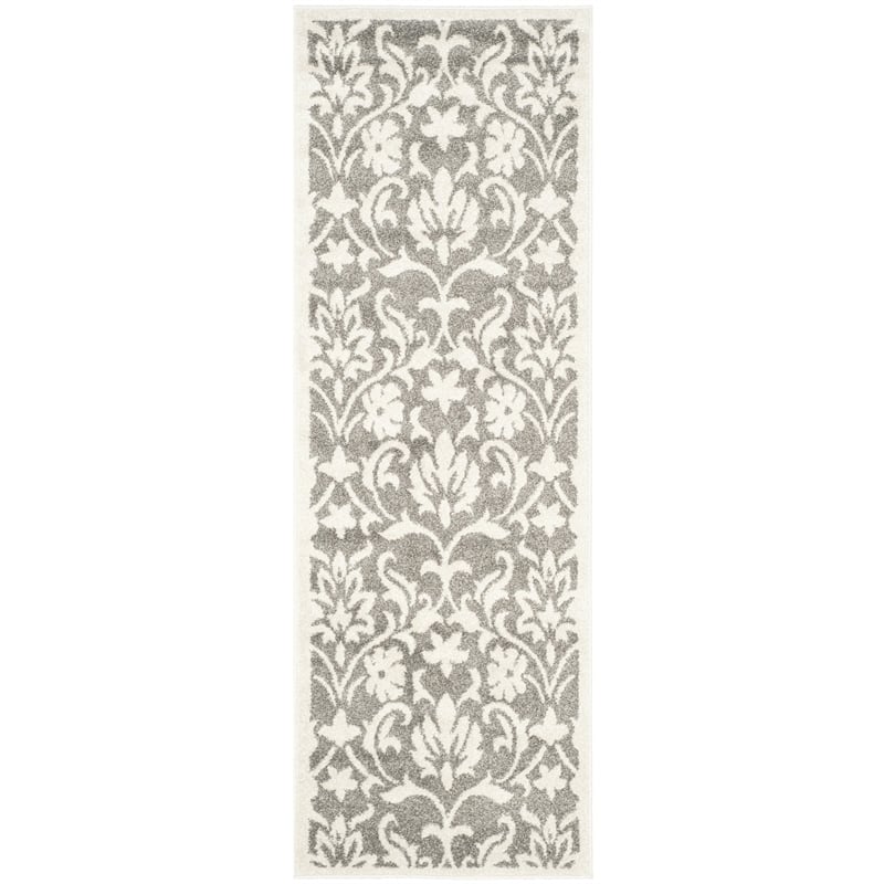Pemberly Row Polypropylene Dark Grey Indoor Outdoor Rug - Runner 2'3