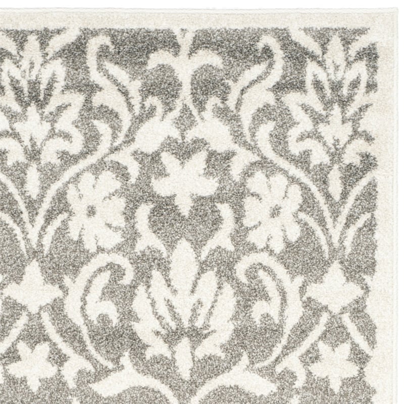 Pemberly Row Polypropylene Dark Grey Indoor Outdoor Rug - Runner 2'3