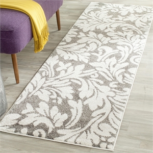 Pemberly Row Polypropylene Dark Grey Indoor Outdoor Rug - Runner 2'3&quot x 7'