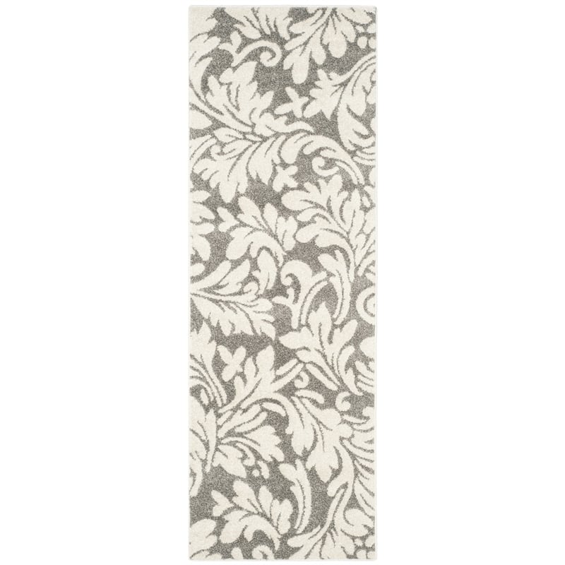 Pemberly Row Polypropylene Dark Grey Indoor Outdoor Rug - Runner 2'3