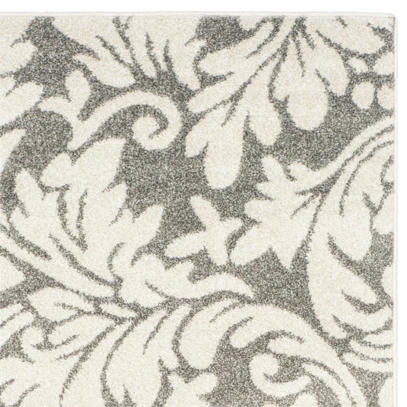 Pemberly Row Polypropylene Dark Grey Indoor Outdoor Rug - Runner 2'3