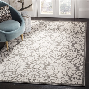 Pemberly Row Polypropylene Dark Grey Indoor Outdoor Rug - 4' x 6'