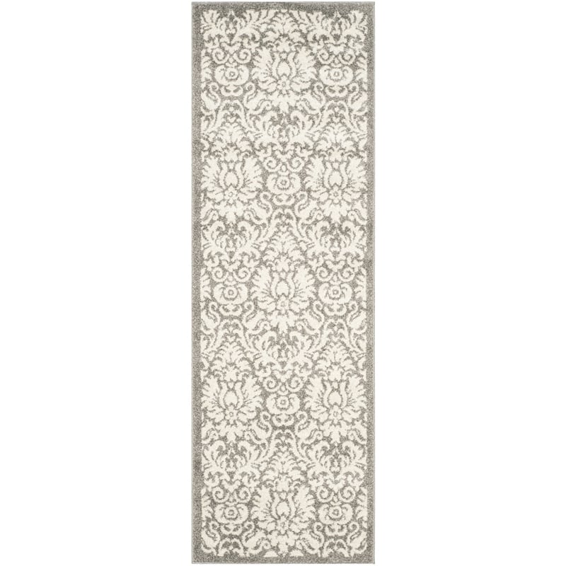 Pemberly Row Polypropylene Dark Grey Indoor Outdoor Rug - Runner 2'3