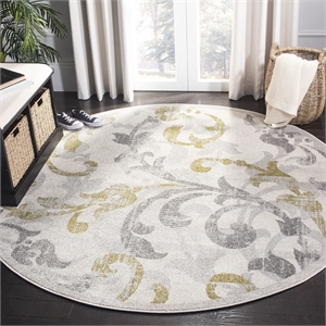 Pemberly Row Polypropylene Ivory Indoor Outdoor Rug - Round 7'