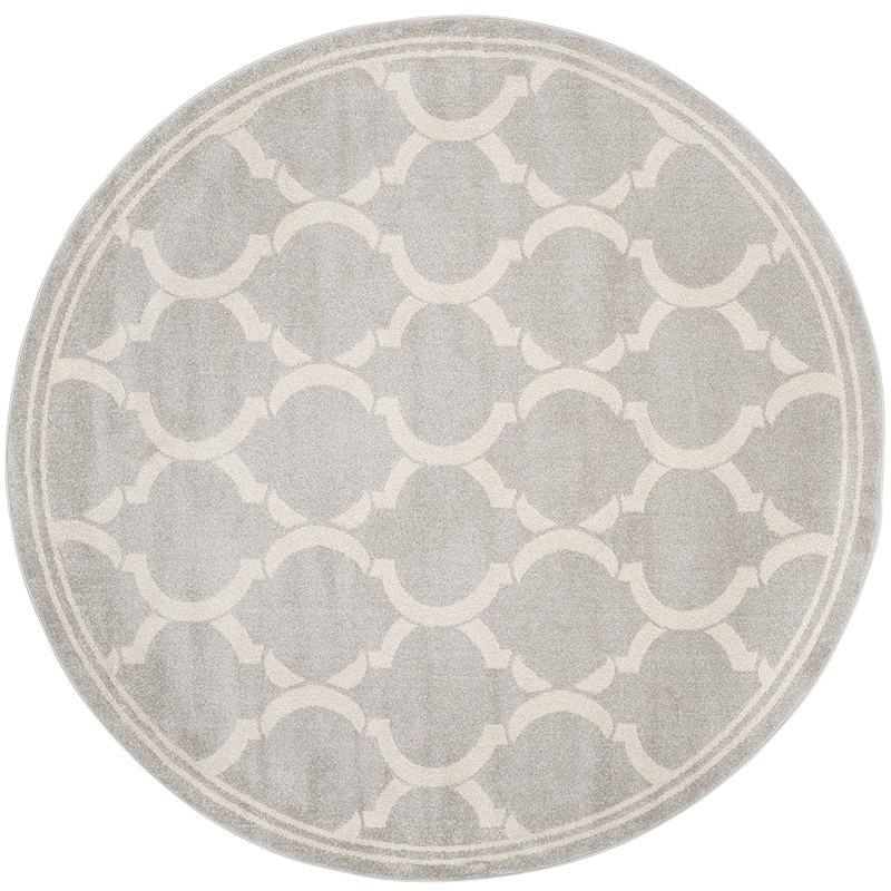 Pemberly Row Polypropylene 7' X 7' Round Rug in Light Gray Ivory