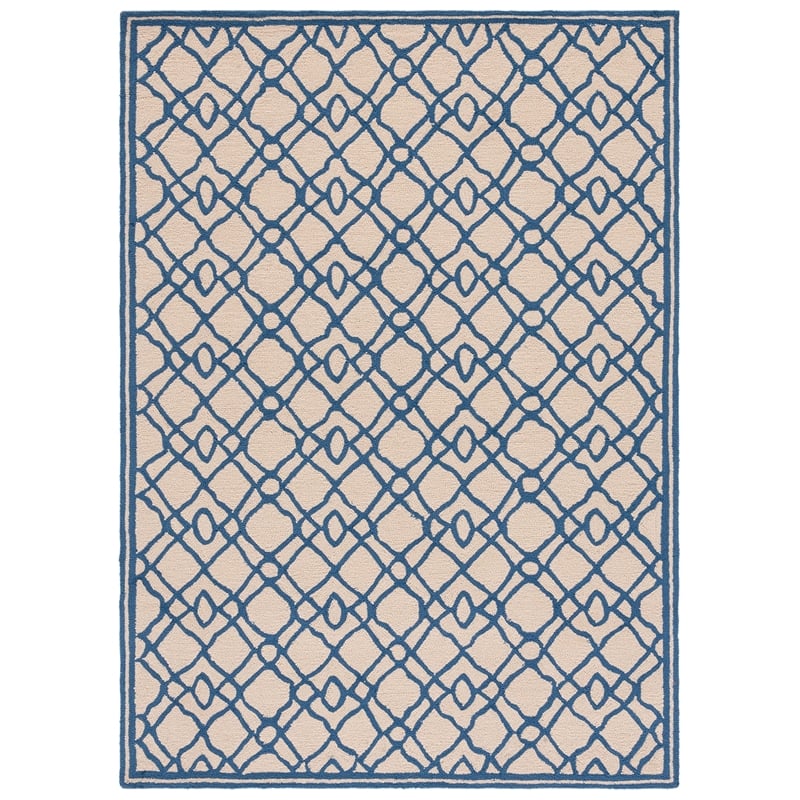 Pemberly Row Contemporary Polypropylene 4' X 6' Rug in Ivory Blue