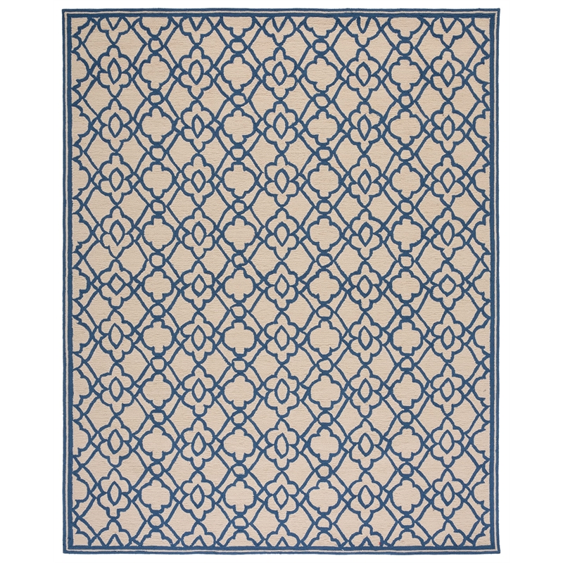 Pemberly Row Contemporary Polypropylene 8' X 10' Rug in Ivory Blue