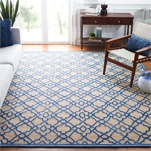 Pemberly Row Contemporary Polypropylene 8' X 10' Rug in Ivory Blue