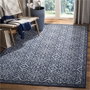 Pemberly Row Contemporary Polypropylene 4' x 6' Rug in Navy and Ivory