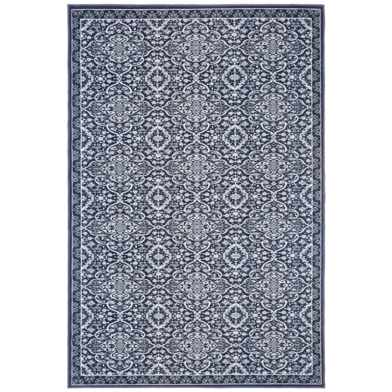 Pemberly Row Contemporary Polypropylene 4' x 6' Rug in Navy and Ivory