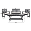 Pemberly Row Contemporary 4 Piece Patio Sofa Set in Black and White