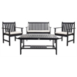 Pemberly Row Contemporary 4 Piece Patio Sofa Set in Black and White
